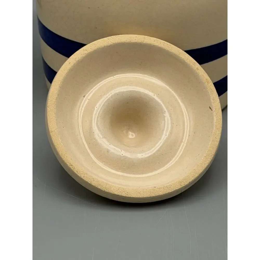 Robinson Ransbottom RRP Roseville Ohio 1 Qt Canister Crock Lid Blue Stripe